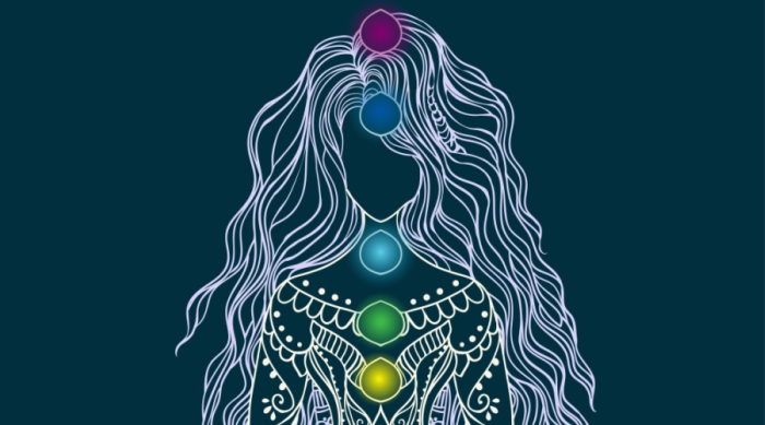 Drawing of a female and her chakra