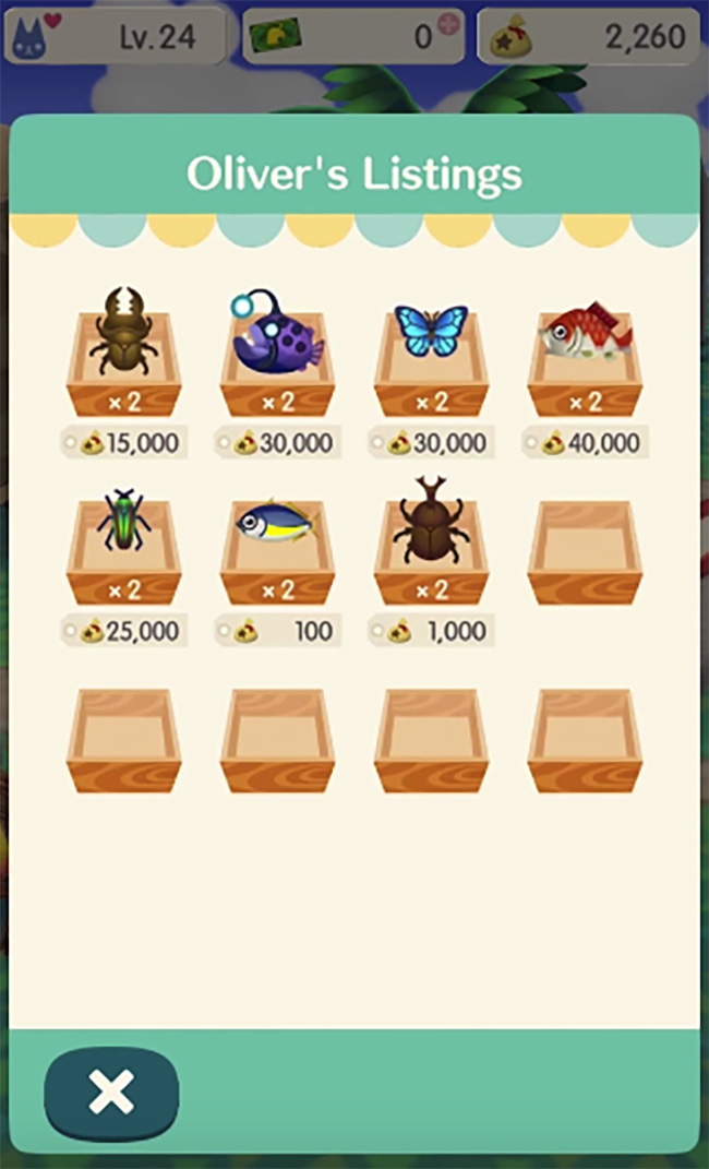 Price List Animal Crossing