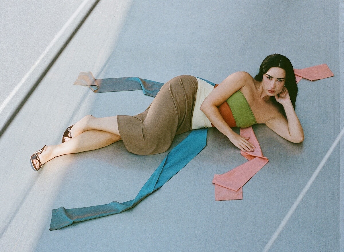 Demi Lovato: It's Not That Deep press image with color blocks