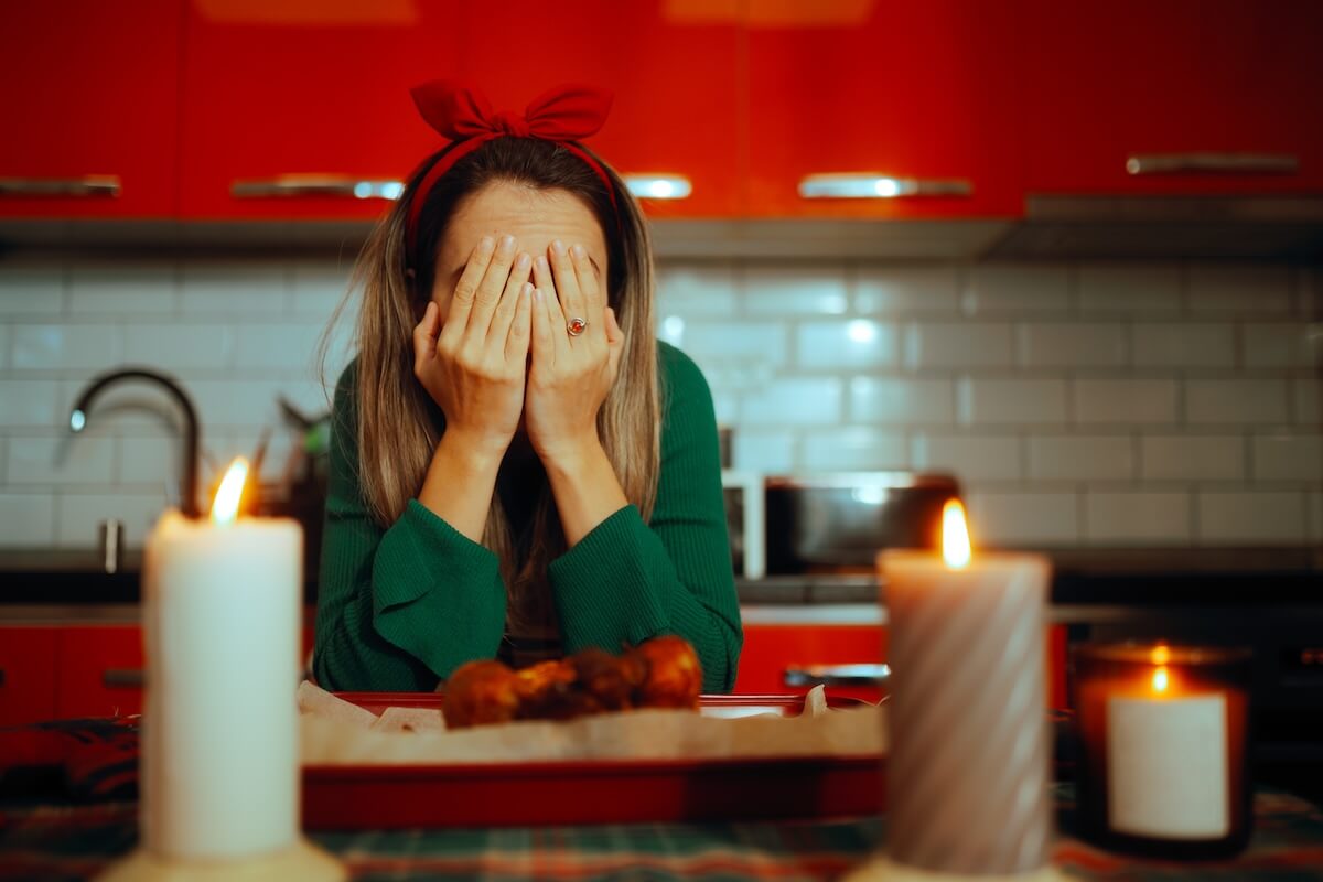 Shutterstock: Woman stressed out on Valentine's Day