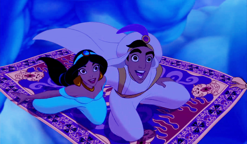 Aladdin and Jasmine on a magic carpet ride