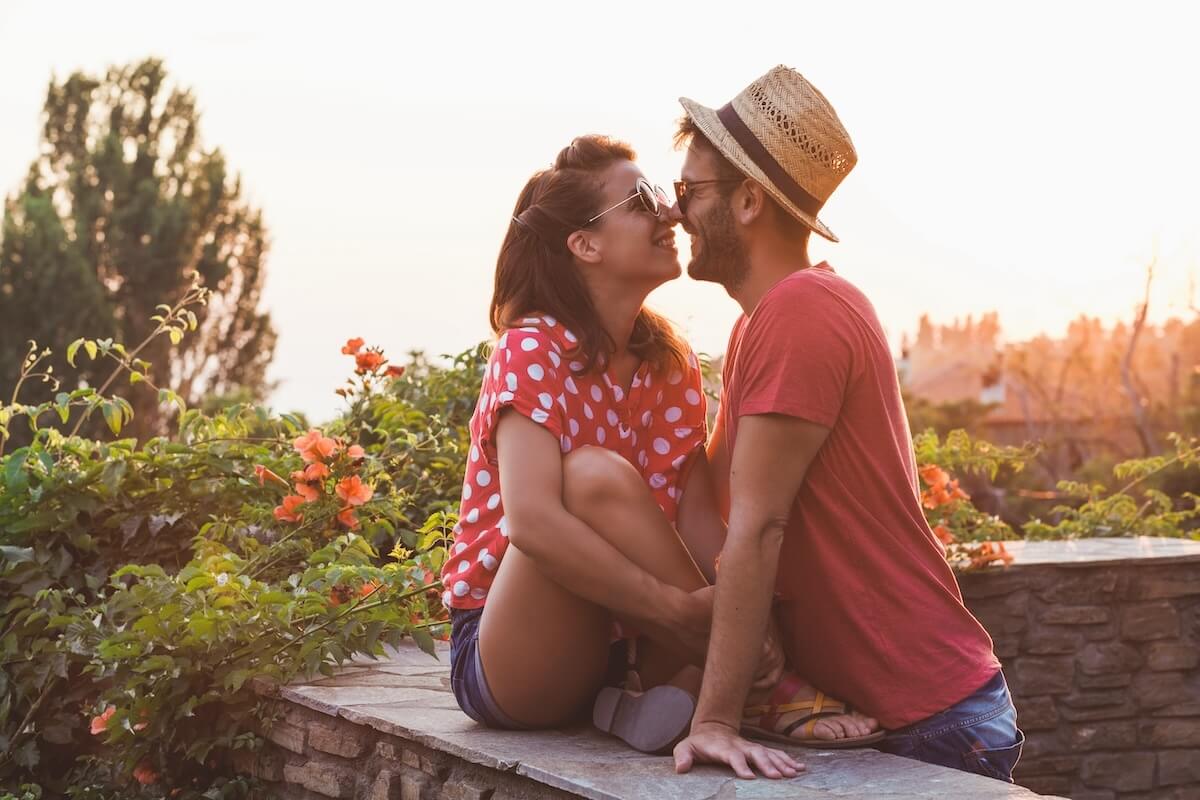Shutterstock: Young couple in love on the balcony