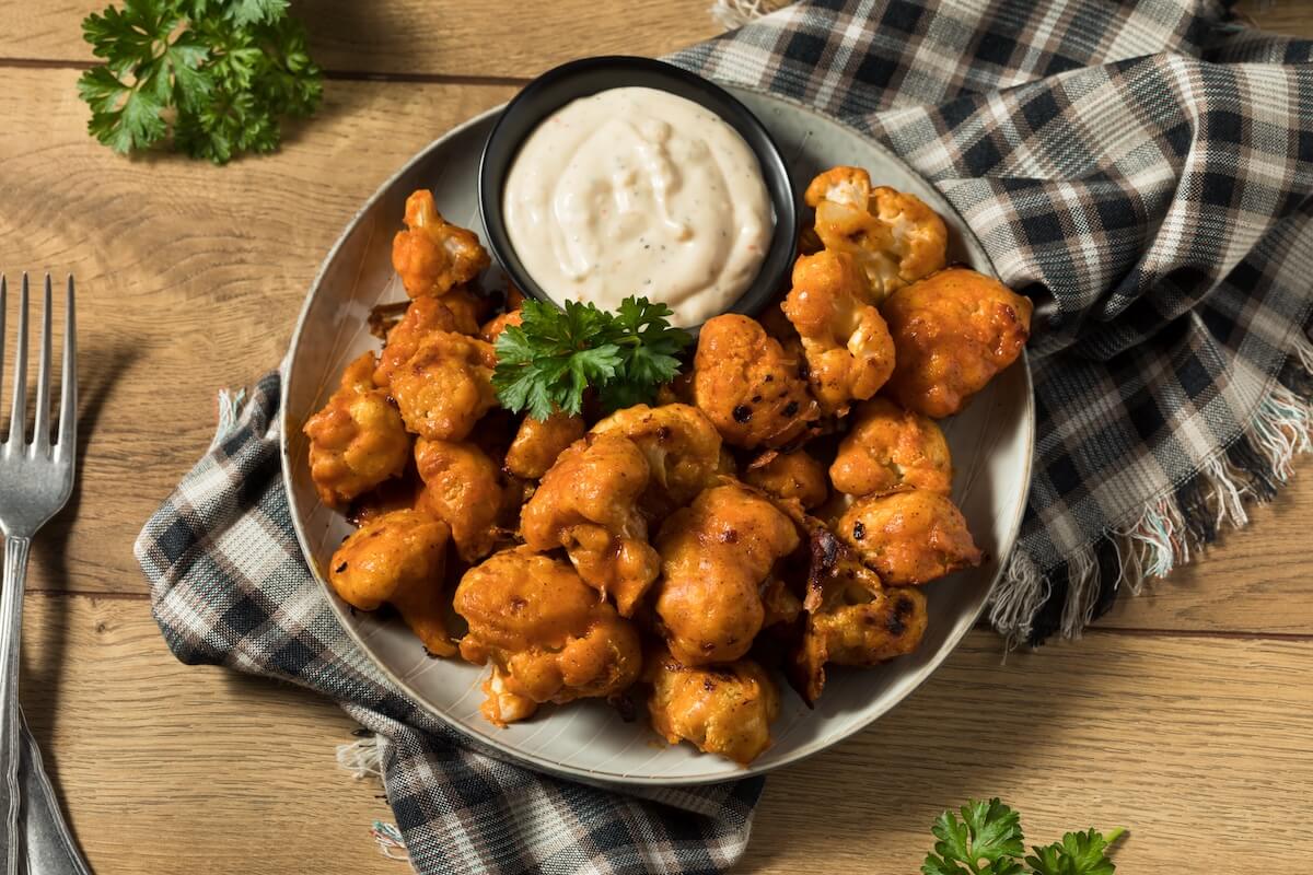 Shutterstock: Homemade Spicy Buffalo Cauliflower Wings with Ranch