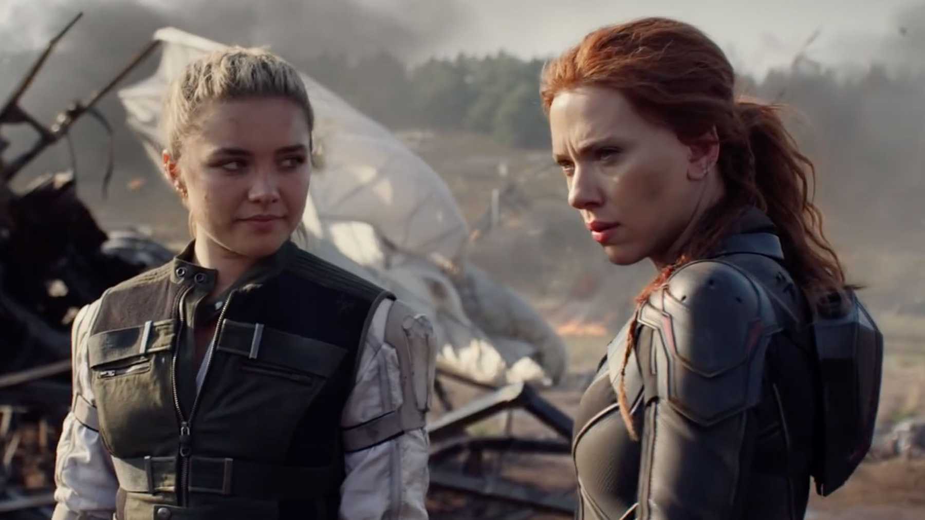 Black Widow movie still with Scarlett Johansson Florence Pugh