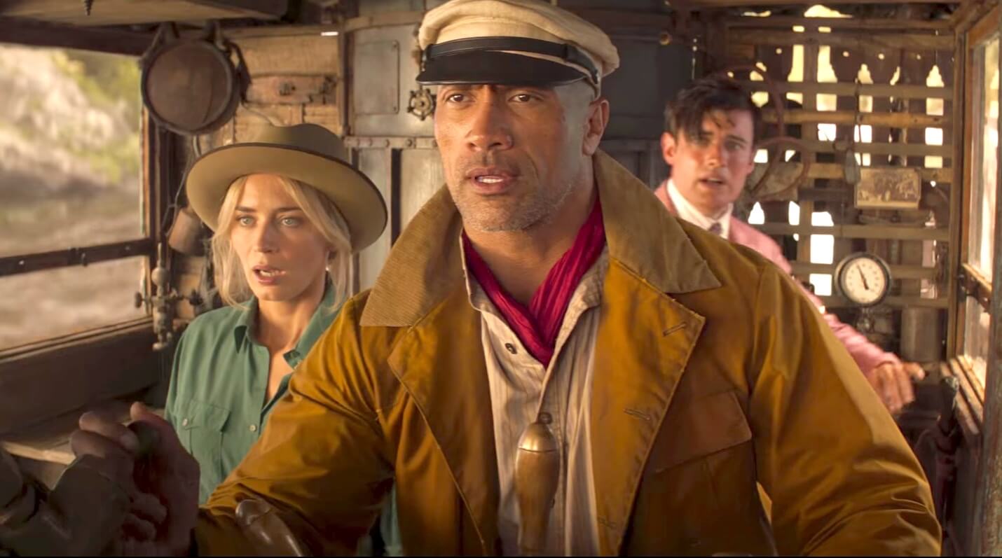 Jungle Cruise movie screenshot Emily Blunt and Dwayne Johnson