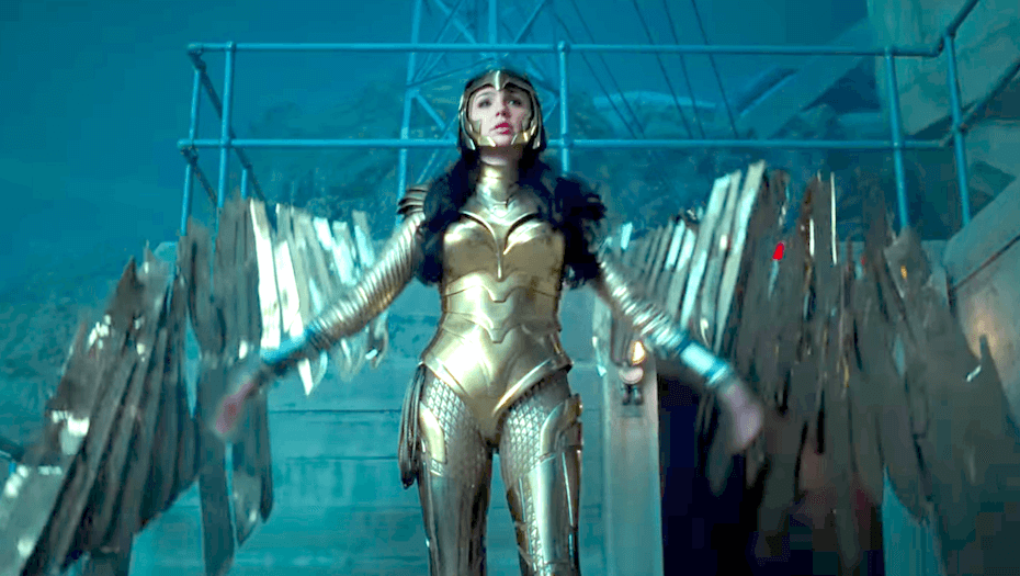 Wonder Woman 1984 Woman Woman dropping gold flying suit