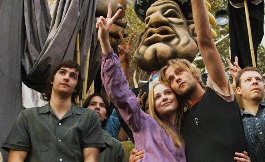 Across the Universe: Lucy, Max and Jude at a rally