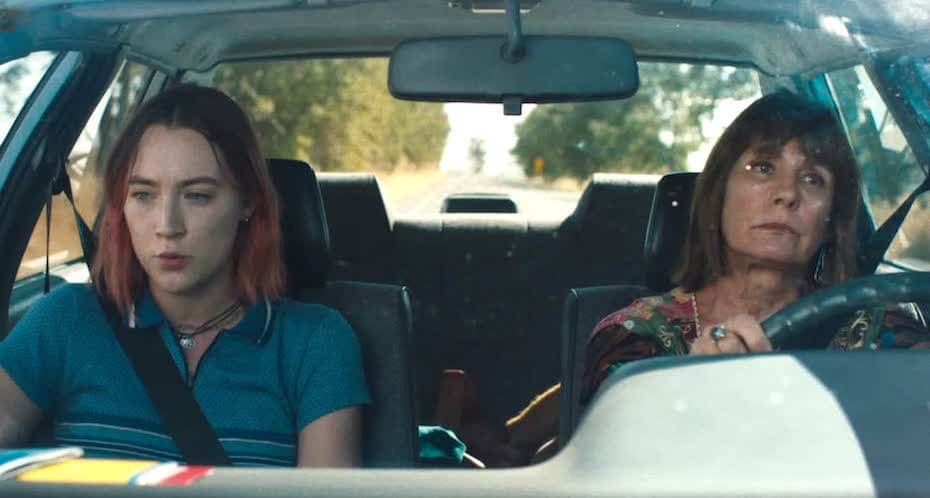 Lady Bird and mom driving in car