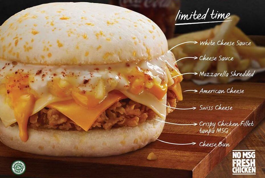 Instagram @burgerking.id cheesy king chicken burger