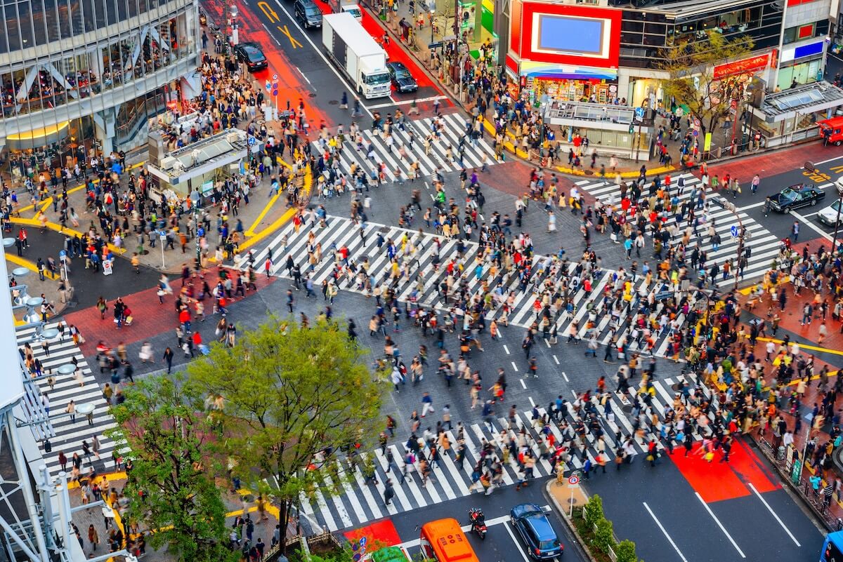 Shutterstock: Shibuya, Tokyo, Japan crosswalk and cityscape in the late afternoon.