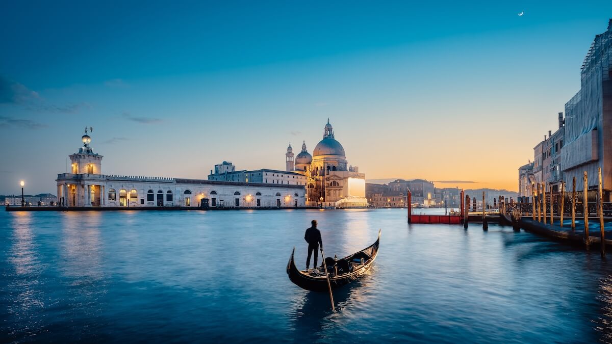 Shutterstock: panoaramic view at the grand canal of venice during sunset