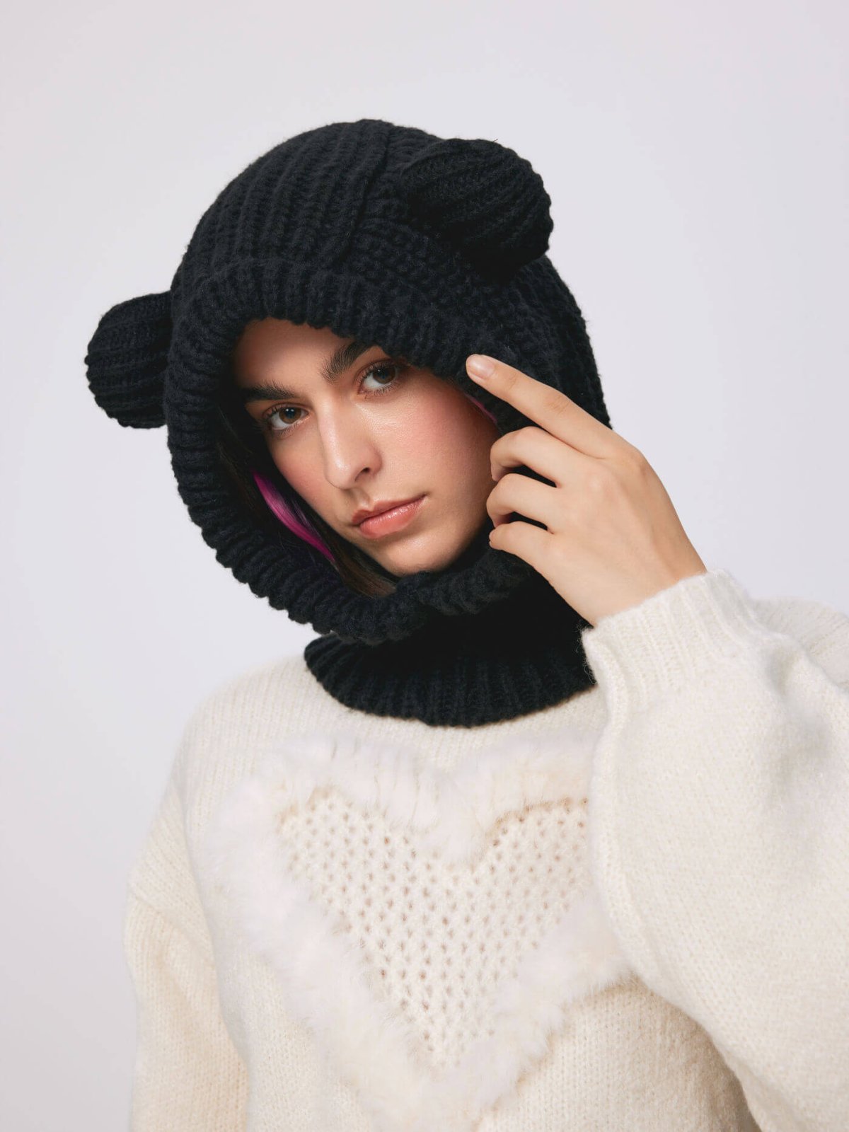 cider bear ear knit balaclava