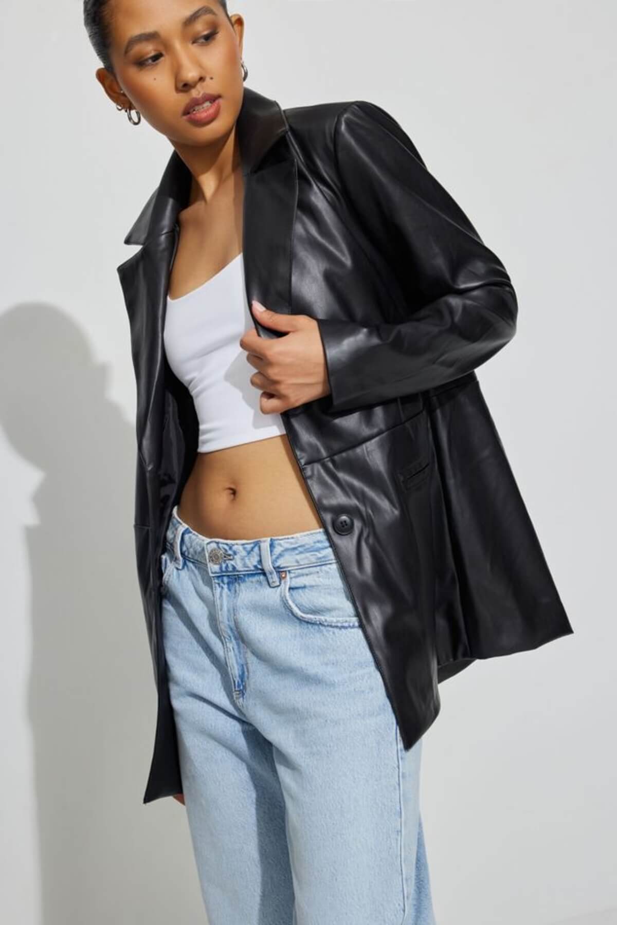 garage leather blazer