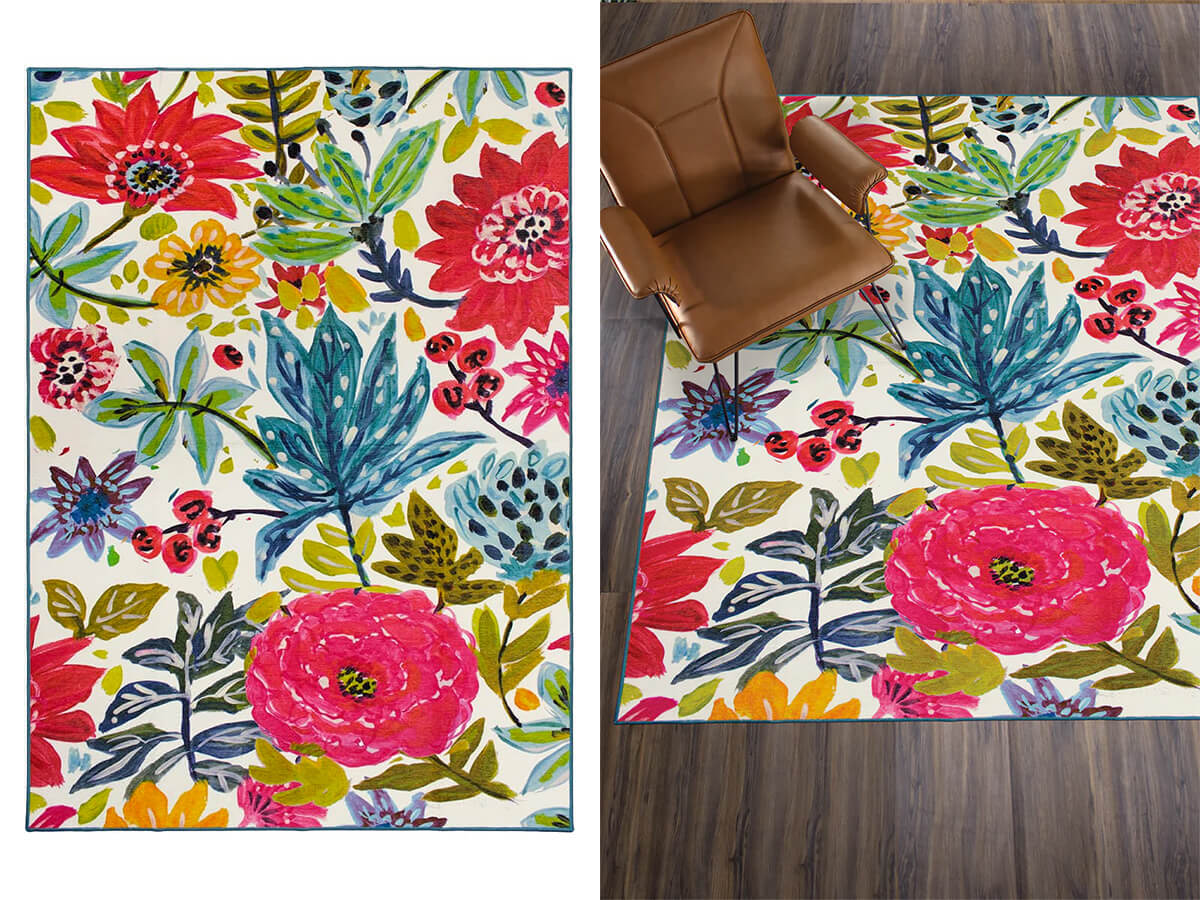 My Magic Carpet Floral Bloom Multicolor Washable Rug