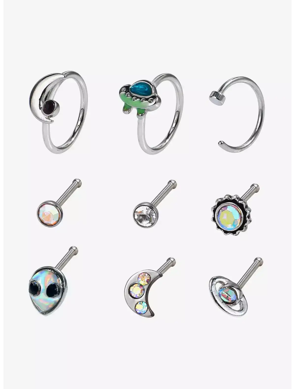 hot topic steel alien nose jewelry set