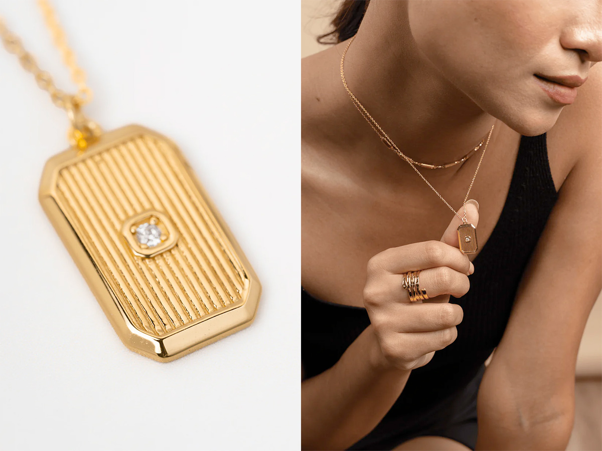 zynnia collective octagon textured necklace