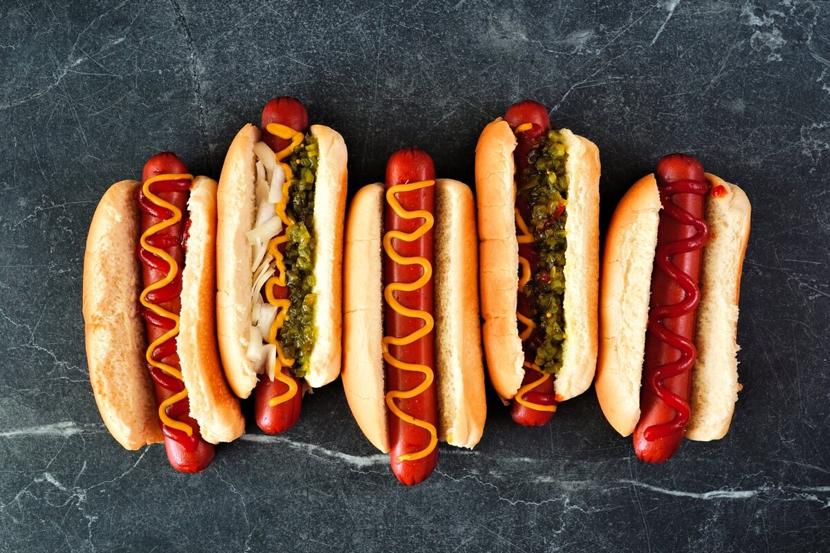assortment of hot dogs