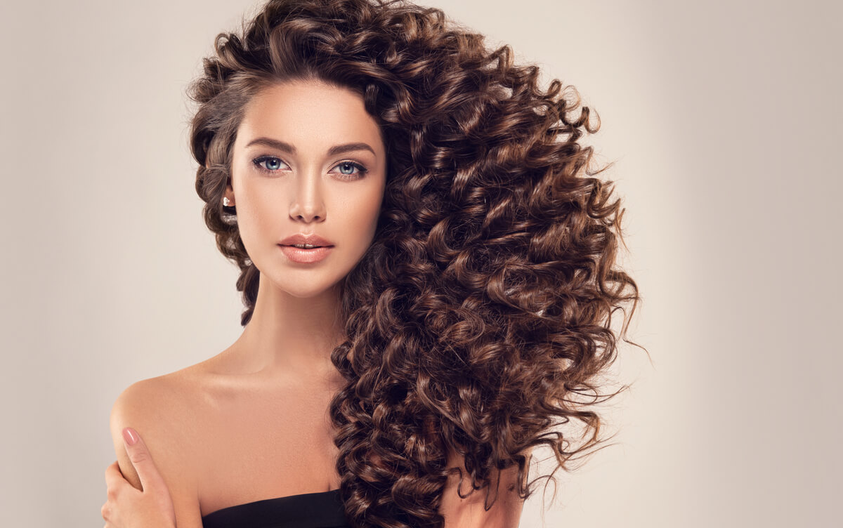 girl with long curly hair