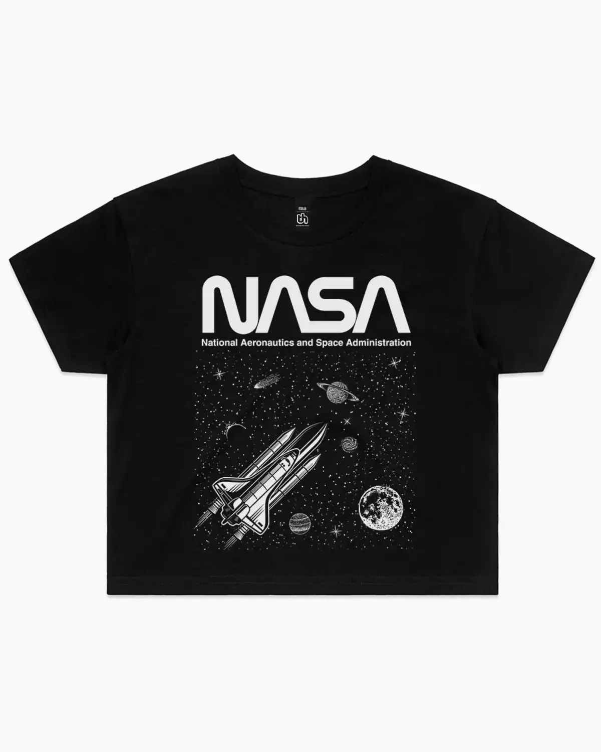 threadheads black nasa galaxy crop tee