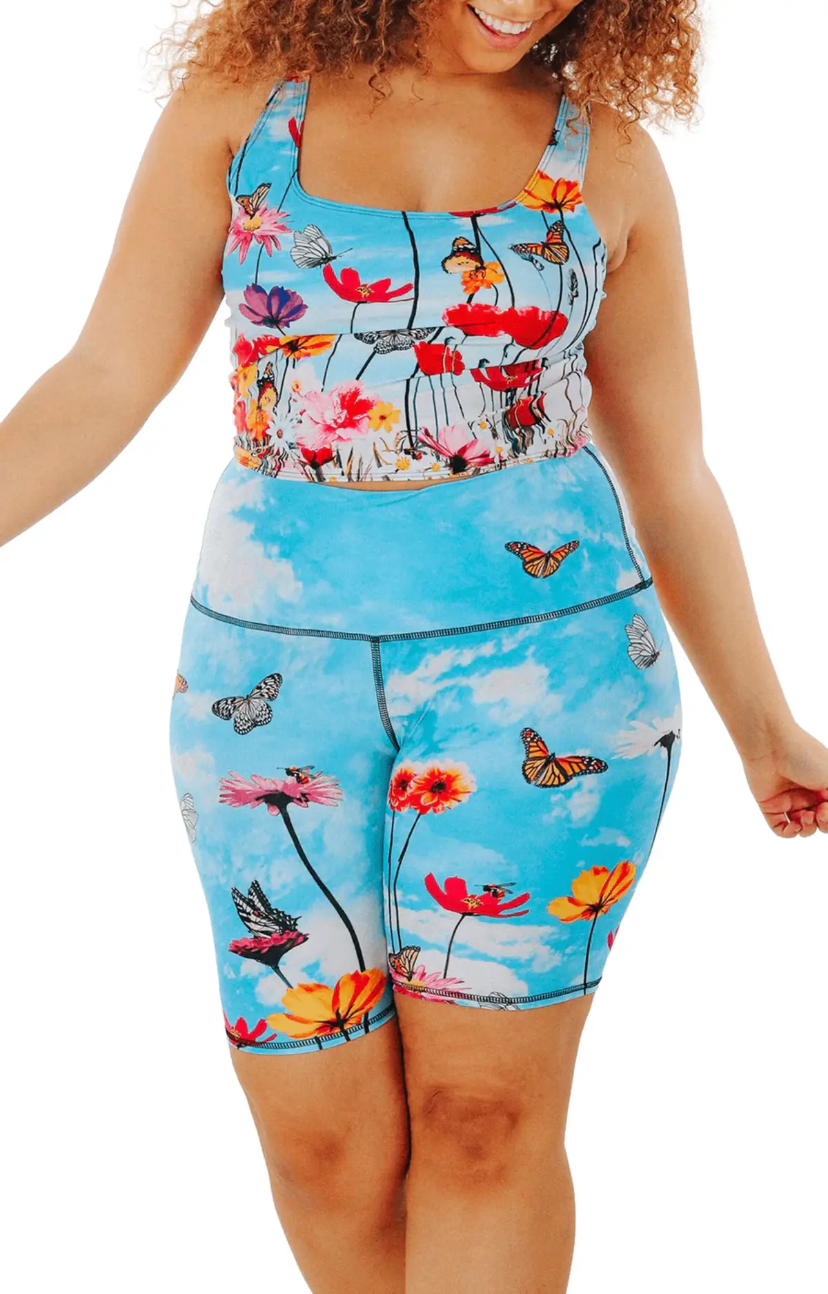 yoga democracy biker shorts flower bomb