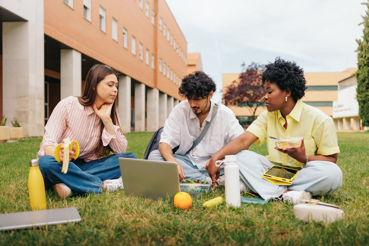group of friends studying together