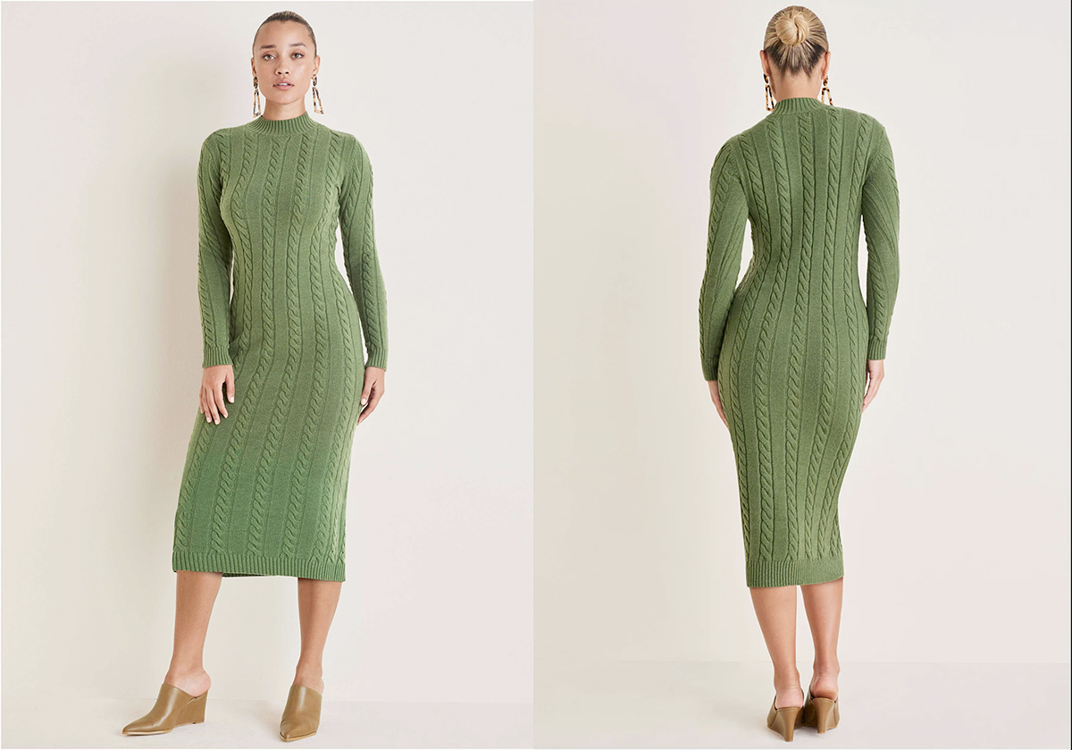 Cozy Sweater Dresses - VENUS Mockneck Midi Sweater Dress