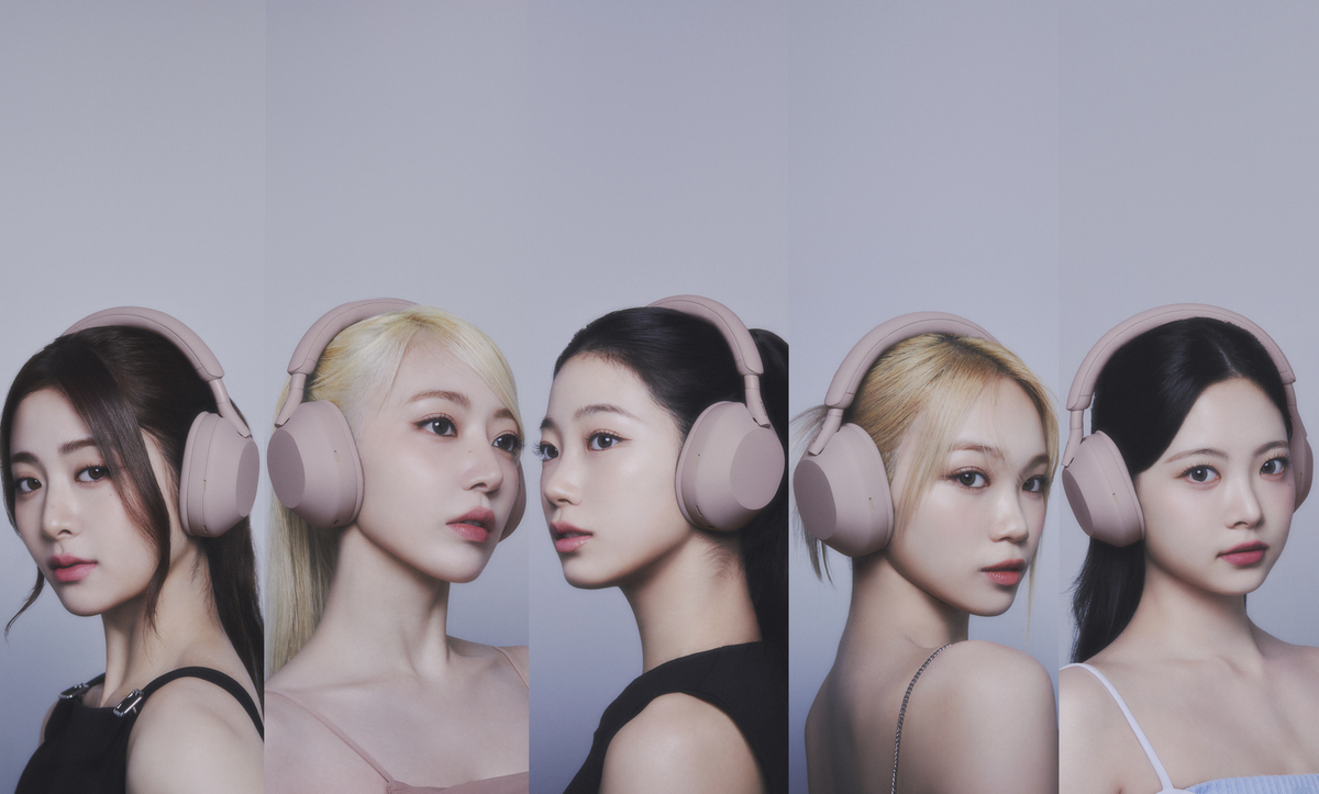 le sserafim wearing headphones collage