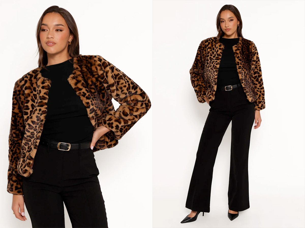 Wild Prints - Petal & Pup Cassia Faux Fur Leopard Crop Jacket