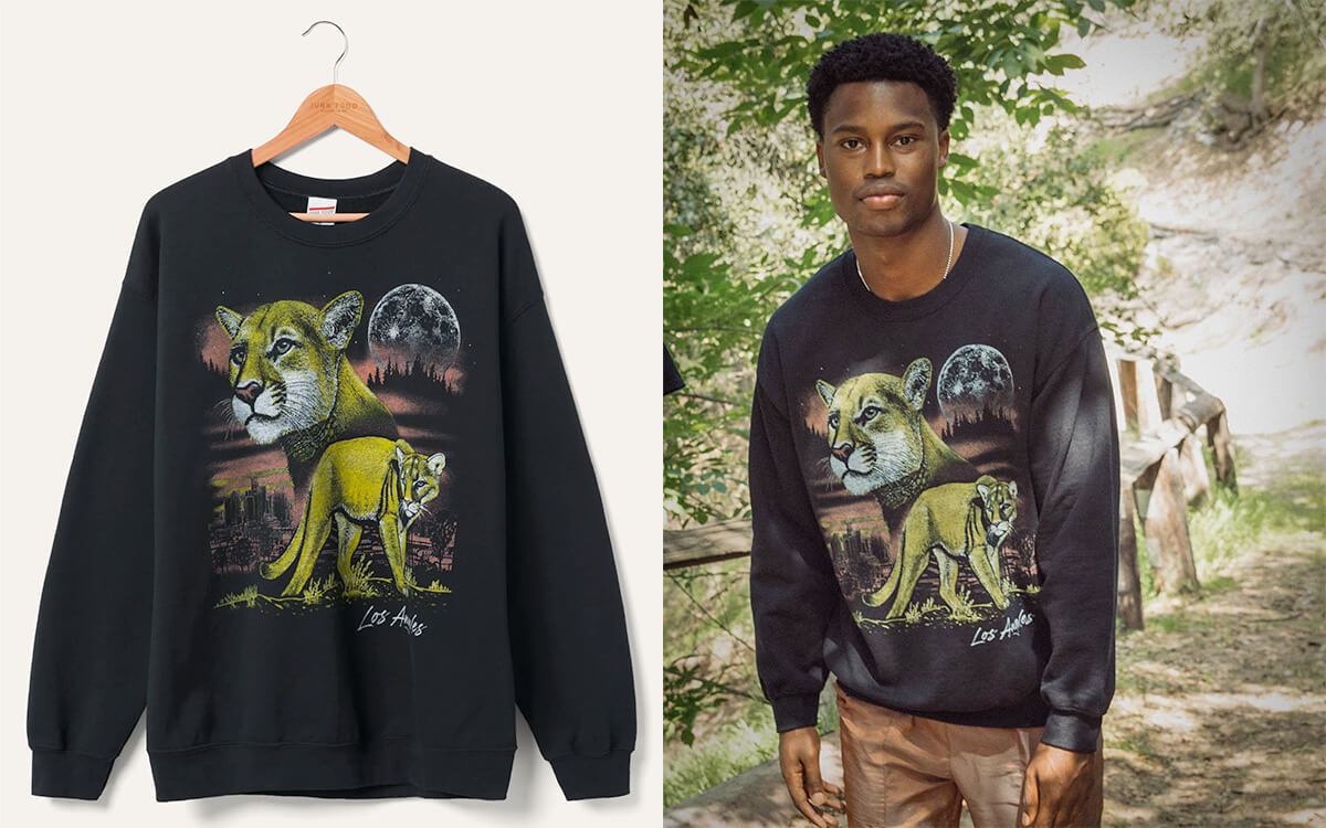 Junk Food Clothing LA Mountain Lion Flea Market Crew Fleece