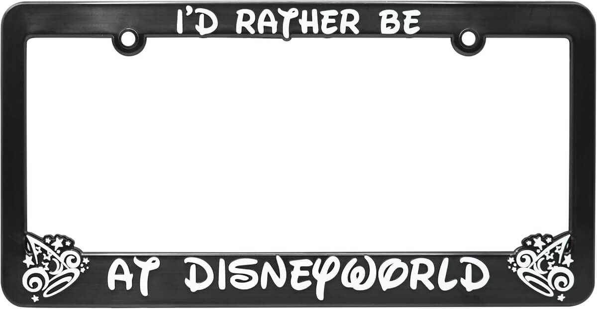 amazon i'd rather be at disney world license plate frame
