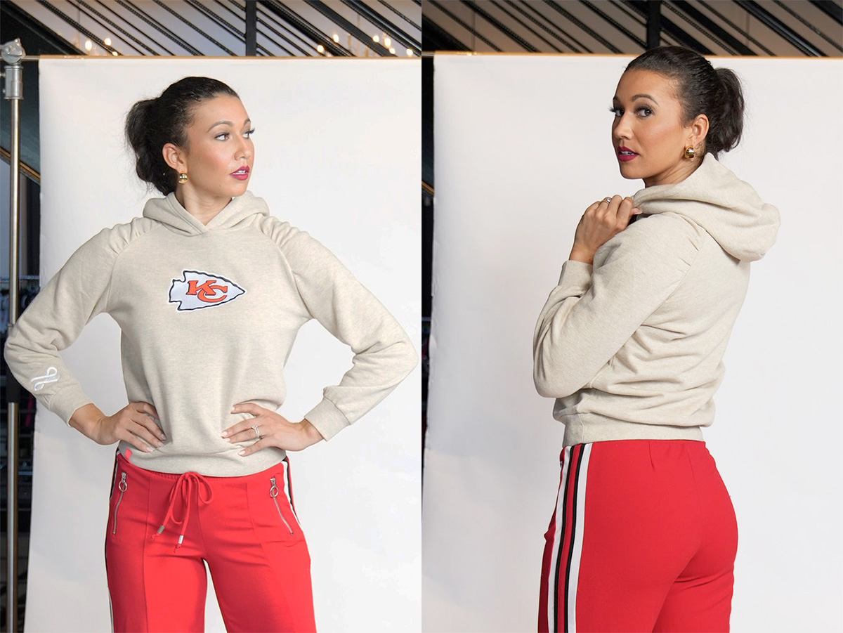 Game Day Chic - Lusso Kansas City Chiefs Gathered Sleeve Hoodie