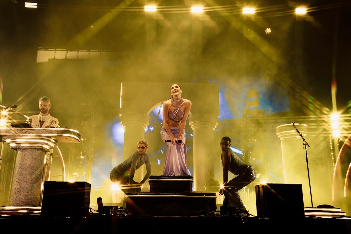 SOFI TUKKER on The Bread tour in Los Angeles 2024 - playful poses