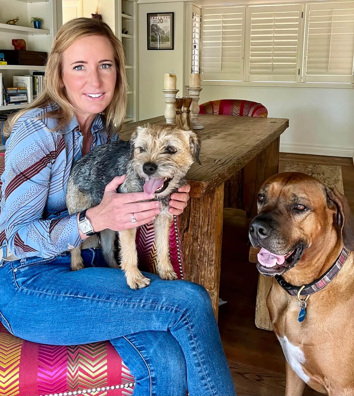 Lucy Postins, founder of The Honest Kitchen, with her dogs