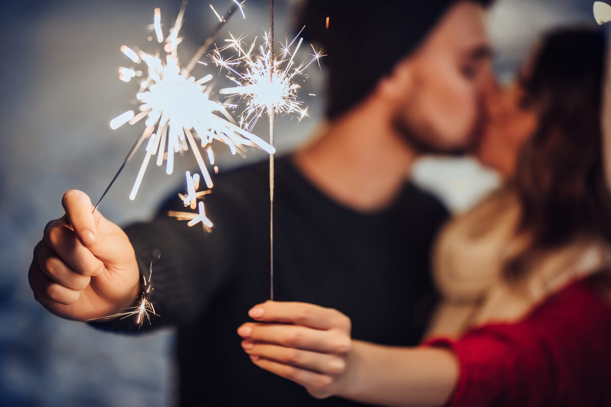 couple celebrating the new year