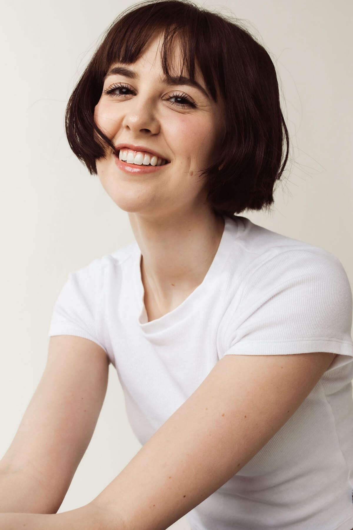 RaeAnne Boon white t-shirt headshot by Kristine Cofsky