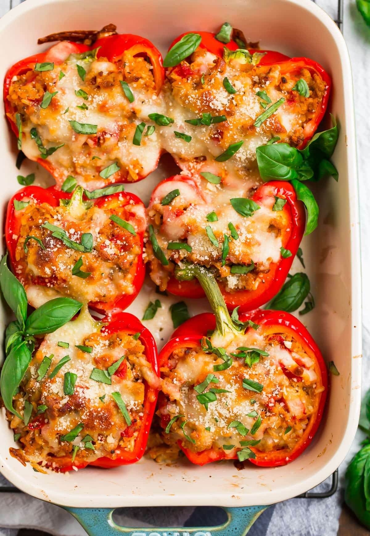 well plated italian stuffed peppers