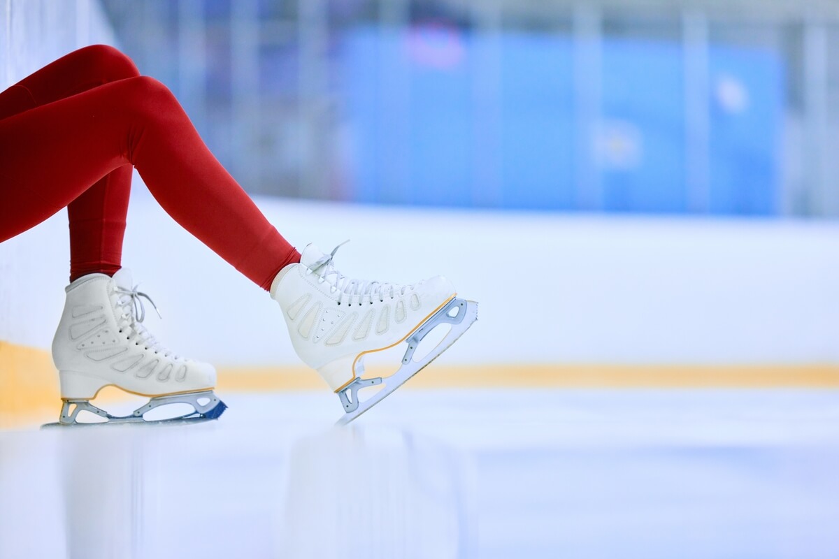 close up of figure skates