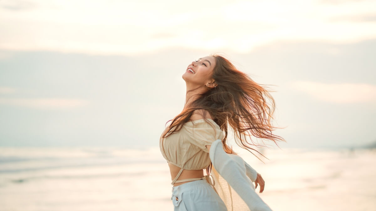 woman happy in nature