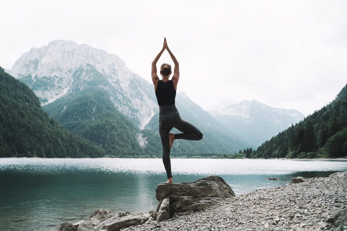 woman doing yoga in nature