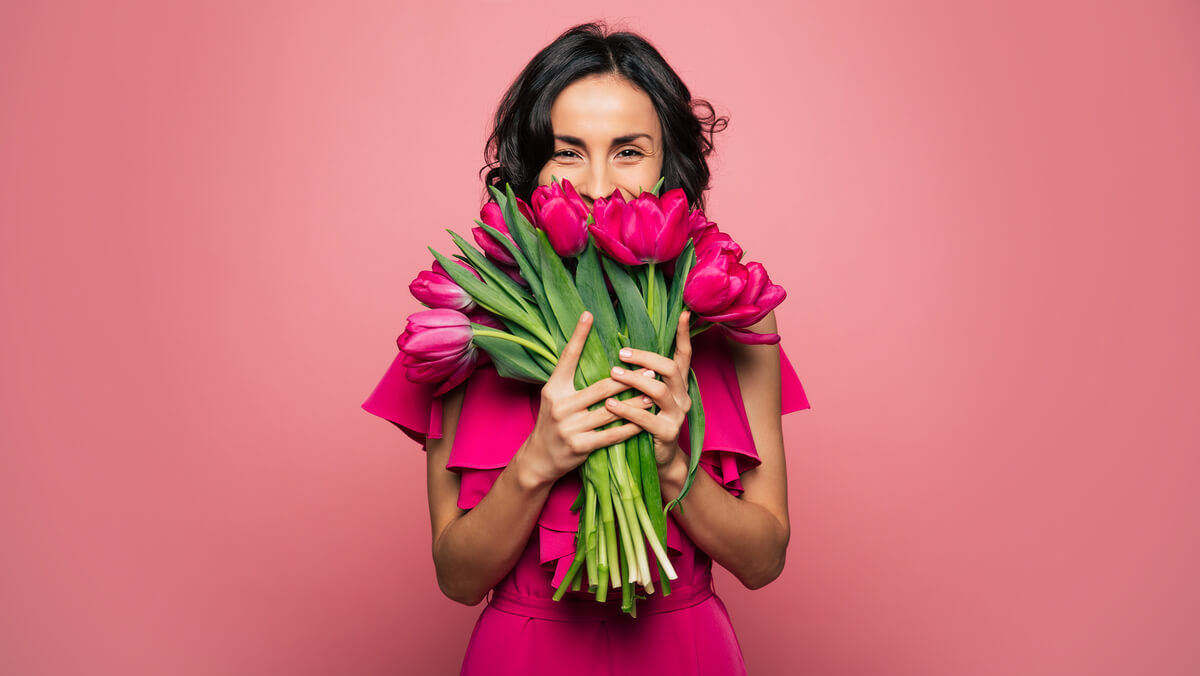 woman holding bouquet