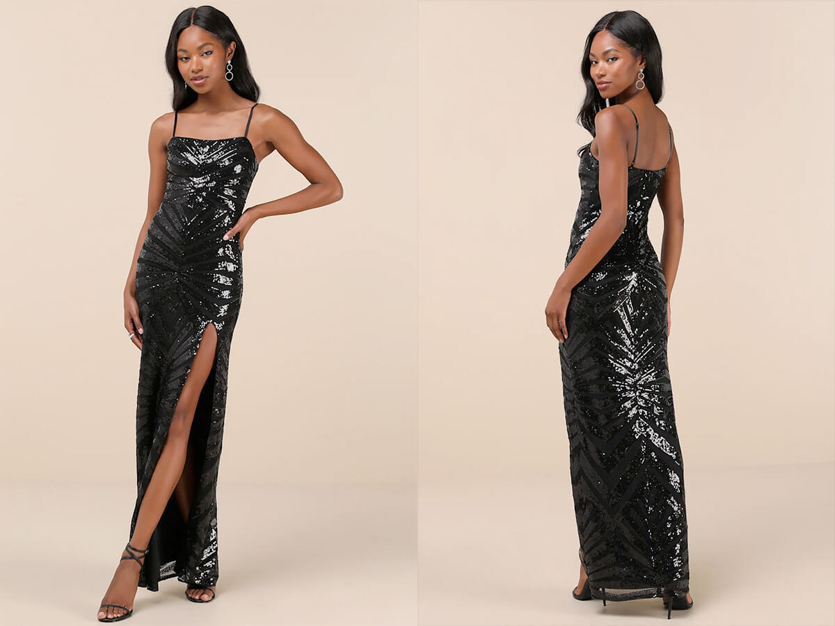 Lulus Glimmering Beauty Black Sequin Sleeveless Column Maxi Dress