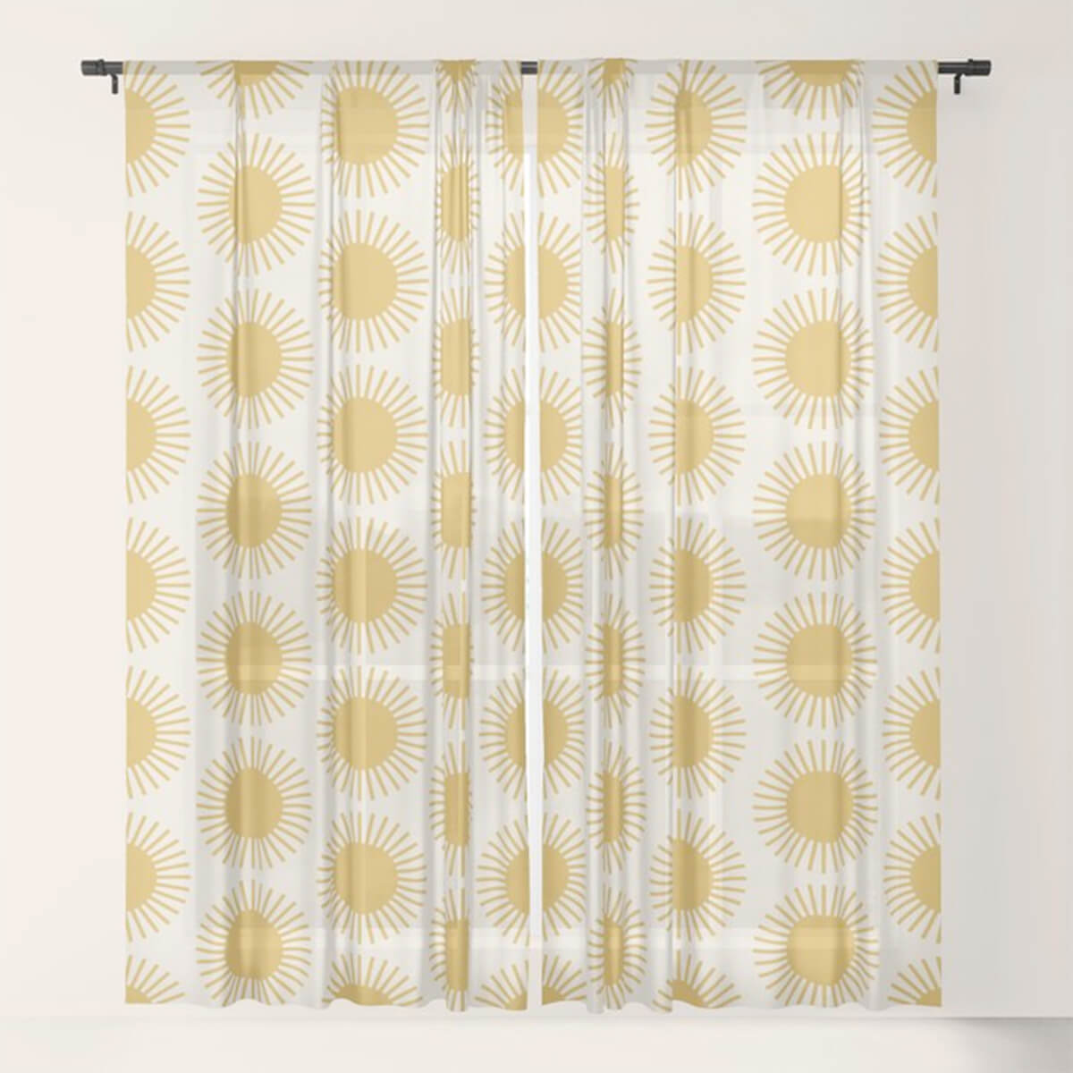 Cheerful Golden Sun Pattern Curtain by colour poems