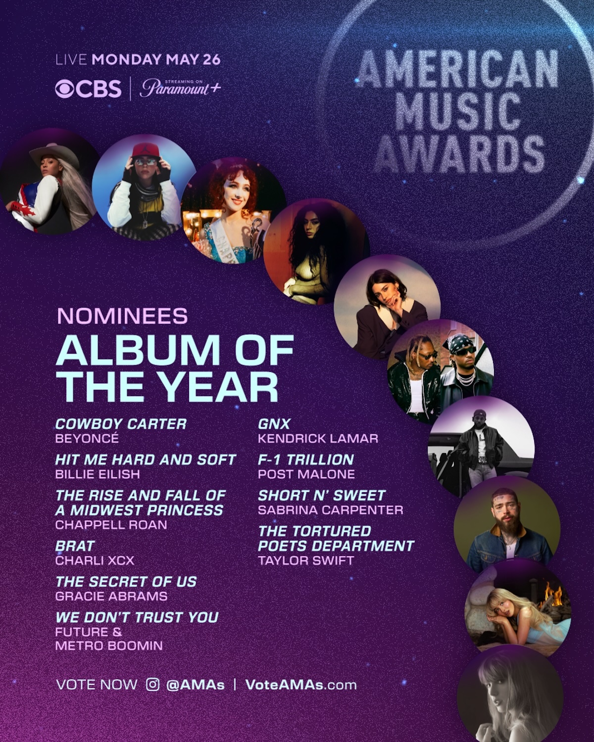 American Music Awards 2025: Album of the Year nominees