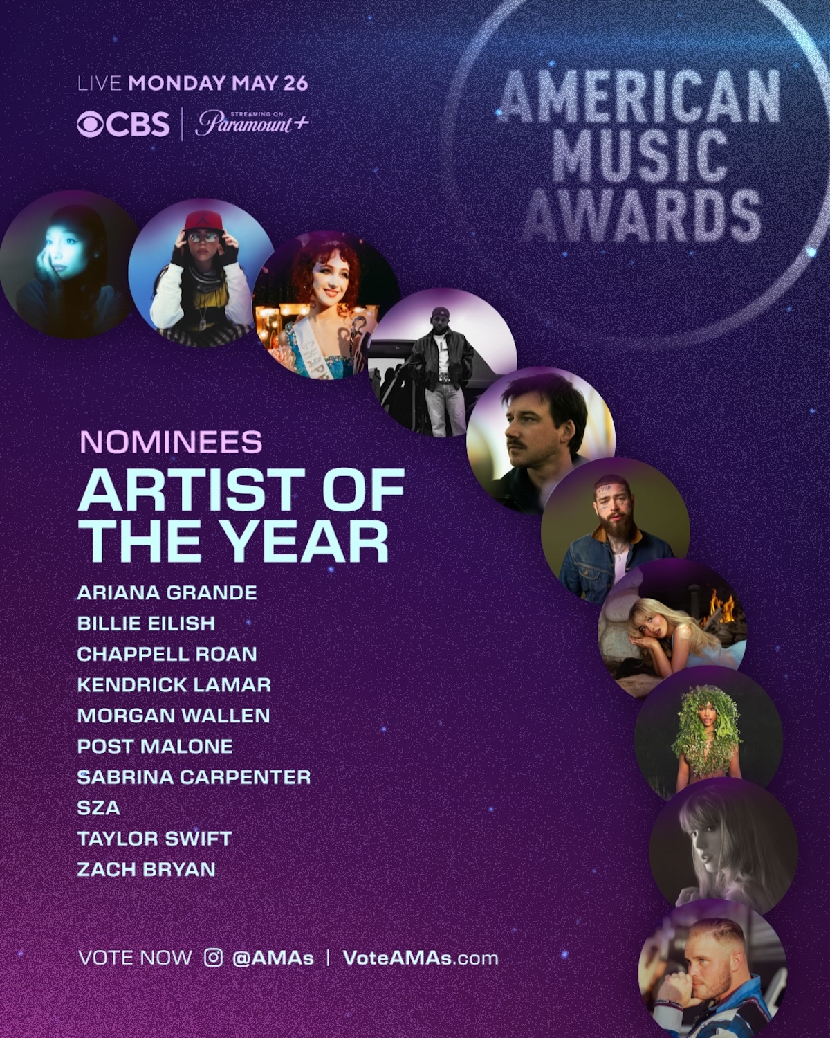 American Music Awards 2025: Artist of the Year nominees