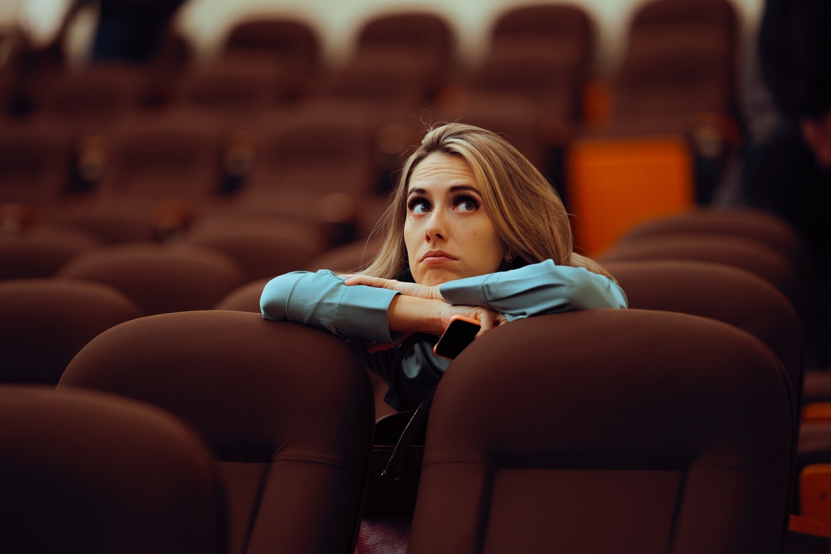 bored woman at movies