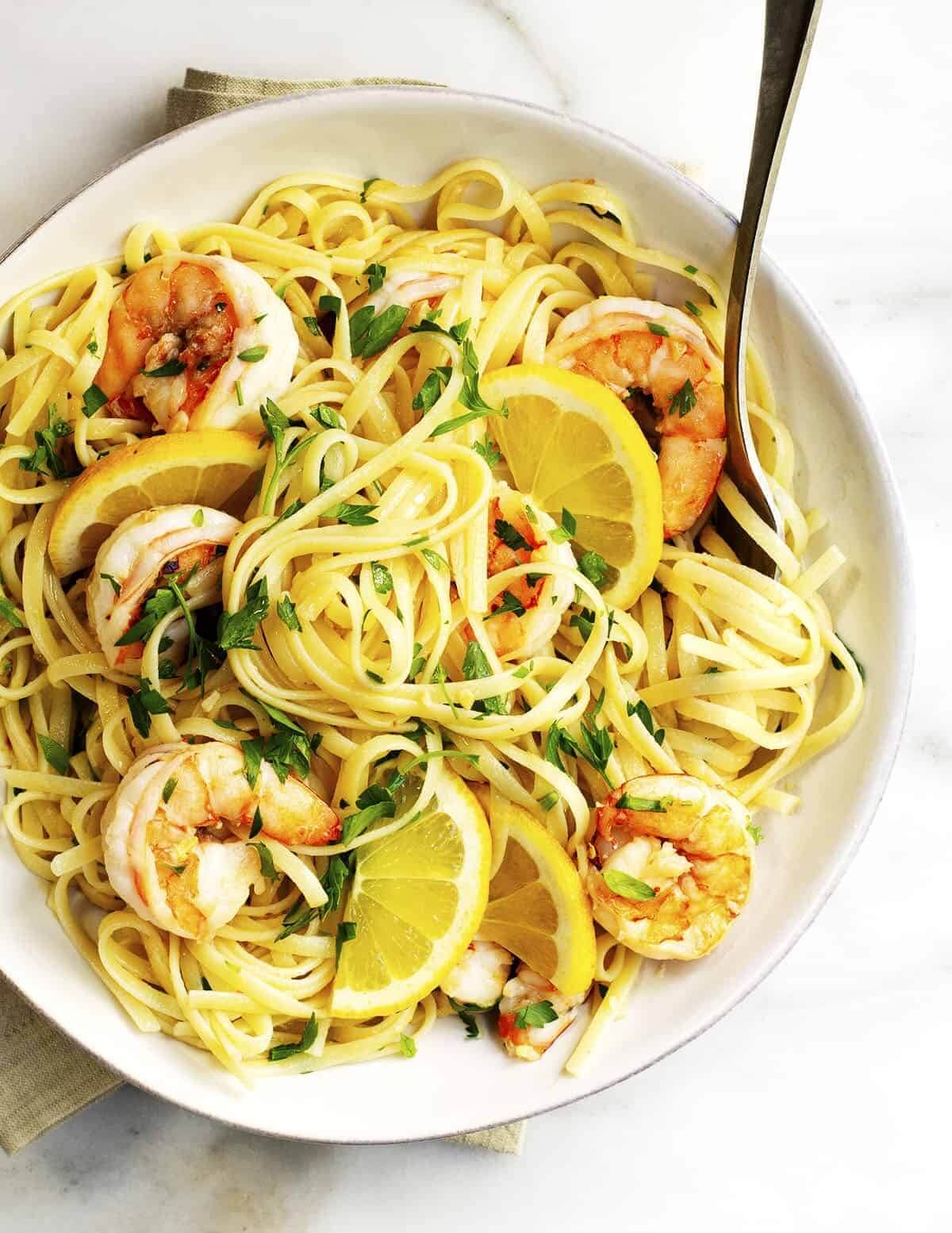 pinch and swirl lemon garlic shrimp pasta
