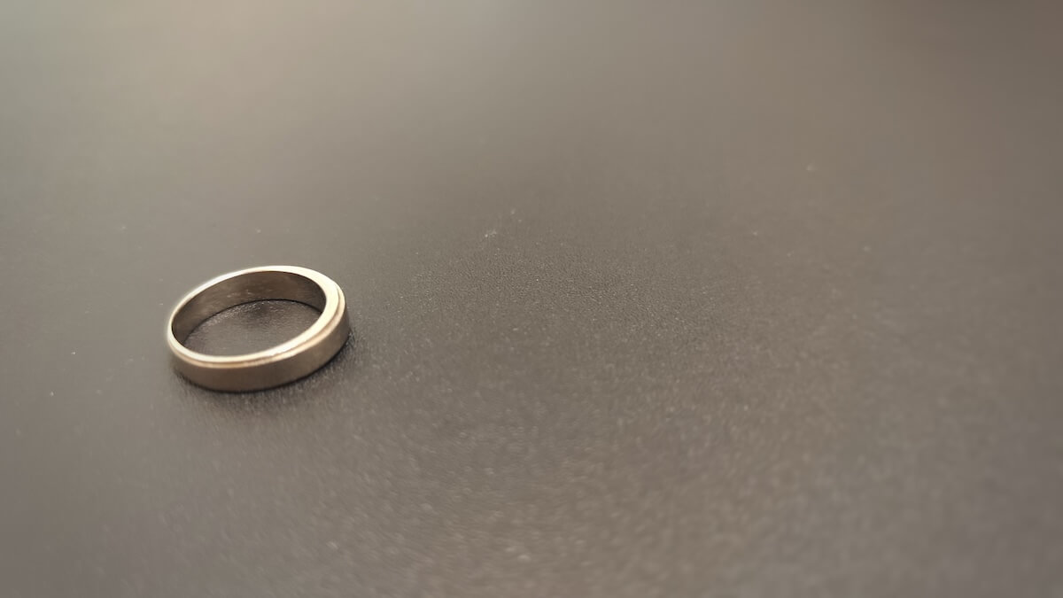 Shutterstock: palladium wedding ring isolated on a black background