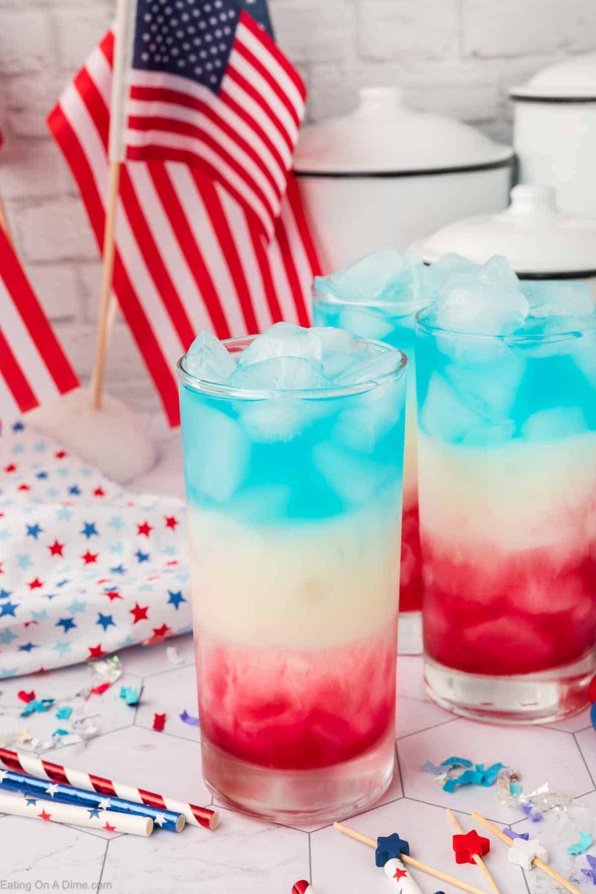 eating on a dime red white blue drink