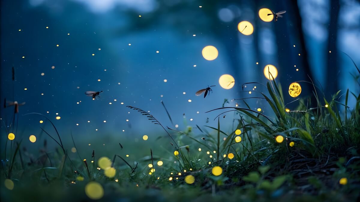 fireflies at night