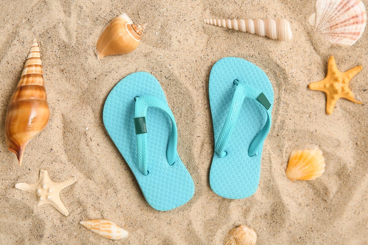 flip flops in the sand